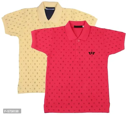 NeuVin Polo Tshirts for Boys (Pack of 2) Pink, Yellow-thumb0