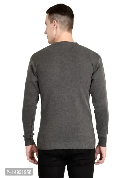 Neuvin Men's Woollen Plain Pullover Cardigan (Dark Grey, Free Size)-thumb4