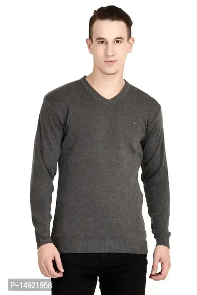 Neuvin Men's Woollen Plain Pullover Cardigan (Dark Grey, Free Size)