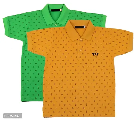 NeuVin Polo Tshirts for Boys (Pack of 2) Orange, Green-thumb0