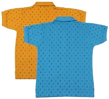 NeuVin Boy's Cotton Polo T-shirt (Sky Blue and Orange, 3-4 Years) - Pack of 2-thumb1