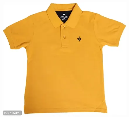 NeuVin Plain Regular Half Sleeve Cotton Polo T-Shirts for Boys(Orange,3-4Y)