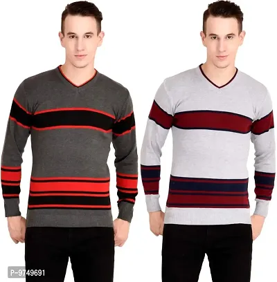 NeuVin Stylish Pullovers/Sweaters for Men (Pack of 2) Dark Gray and Light Gray-thumb0