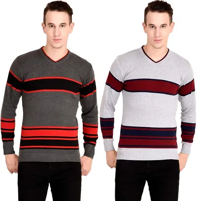 NEUVIN Combo Offer Stripped & Plain Woollen Pullovers/Sweater