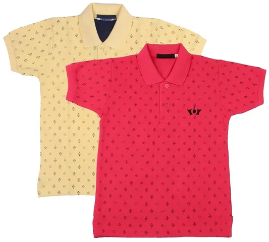 NeuVin Polo Tshirts for Boys (Pack of 2) Pink,