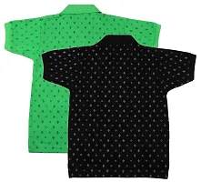 NeuVin Cotton Polo Tshirts for Boys (Pack of 2) Black, Green-thumb1