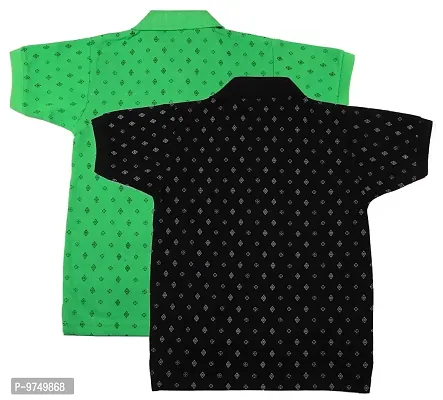 NeuVin Cotton Polo Tshirts for Boys (Pack of 2) Black, Green-thumb2