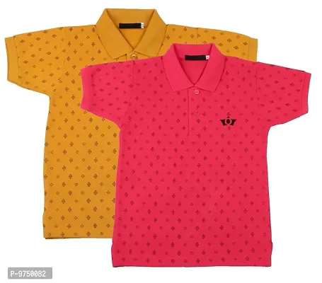 NeuVin Polo Tshirts for Boys (Pack of 2) Pink, Orange