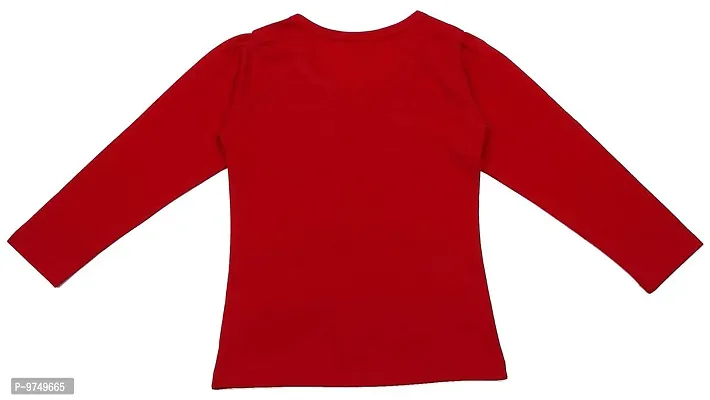 Neuvin Full Sleeve Printed Tops for Girls- Cotton Red-thumb3