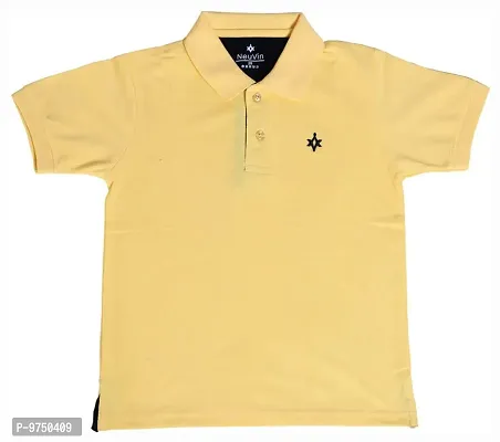 NeuVin Plain Regular Half Sleeve Cotton Polo T-Shirts for Boys(Yellow,11-12Y)