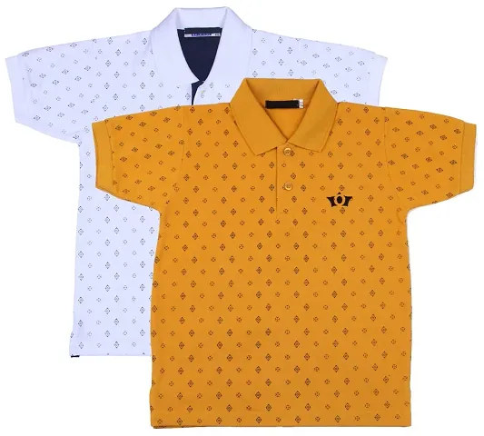 NeuVin Polo Tshirts for Boys (Pack of 2) Orange,