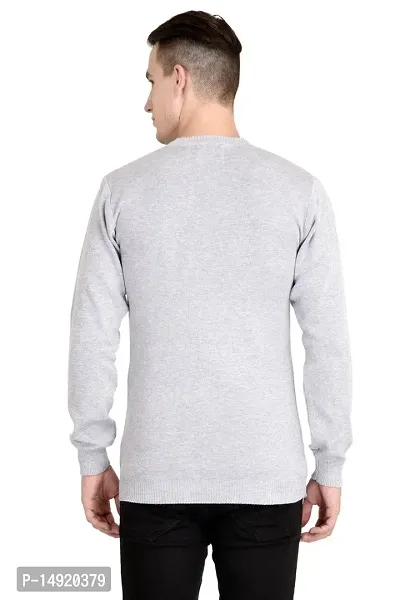Neuvin Men's Wool Pullover Plain Cardigan (Light Grey, Free Size)-thumb4