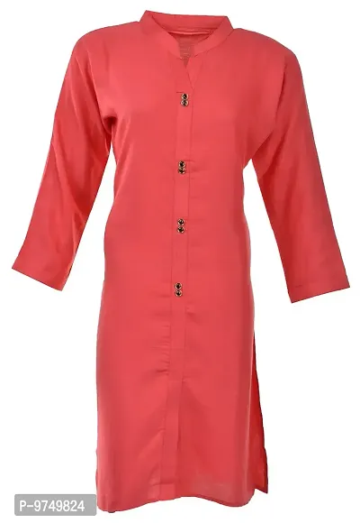 NEUVIN Women's Cotton Straight Kurta (Red, Large)-thumb0