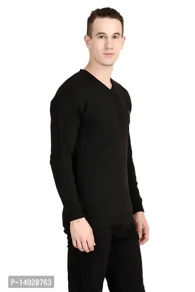 Neuvin Men's Woollen Pullover Plain Cardigan (Black, Free Size)-thumb3