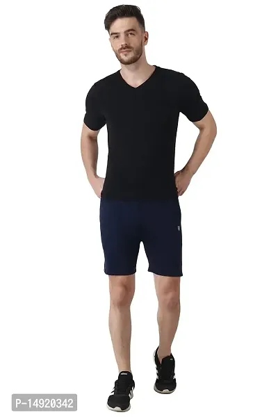 NEUVIN Men's Regular Fit Cotton Shorts (2XL, Navy Blue)-thumb2