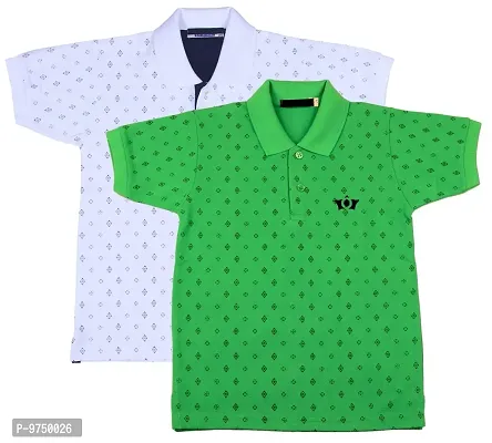 NeuVin Polo Tshirts for Boys (Pack of 2) Green, White