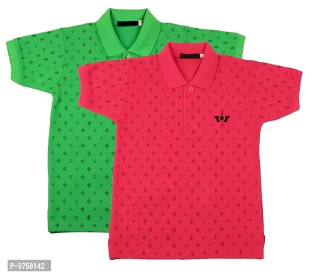 NeuVin Polo Tshirts for Boys (Pack of 2) Pink, Green