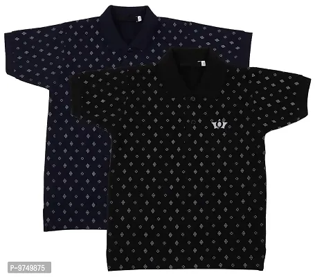 NeuVin Cotton Polo Tshirts for Boys (Pack of 2) Black, Navy Blue