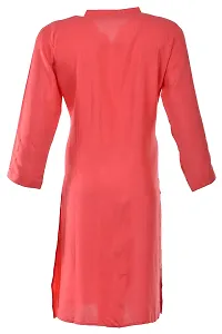 NEUVIN Women's Cotton Straight Kurta (Red, Large)-thumb1