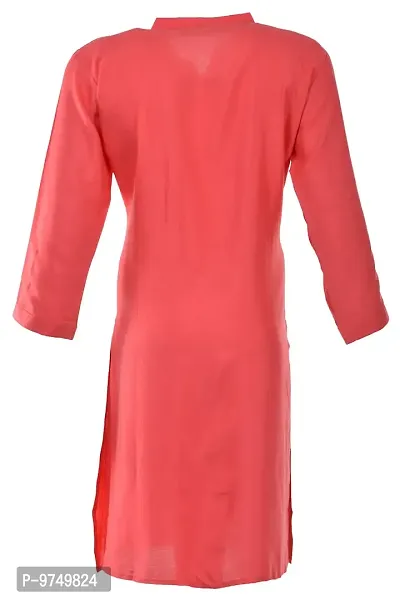 NEUVIN Women's Cotton Straight Kurta (Red, Large)-thumb2