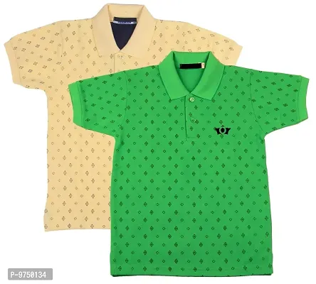 NeuVin Polo Tshirts for Boys (Pack of 2) Green, Yellow