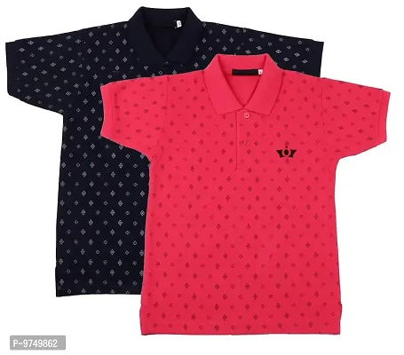 NeuVin Polo Tshirts for Boys Pink, Navy Blue-thumb0