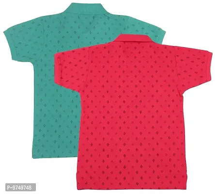 NeuVin Cotton Polo Tshirts for Boys (Pack of 2) Red, Sky Blue-thumb2