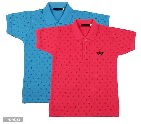 NeuVin Polo Tshirts for Boys (Pack of 2) Pink, Sky Blue