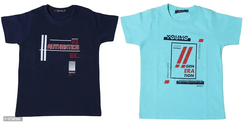 NeuVin Printed Cotton Tshirts for Boys (Pack of 2)