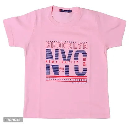 NeuVin Printed Cotton Tshirts for Boys Pink-thumb0