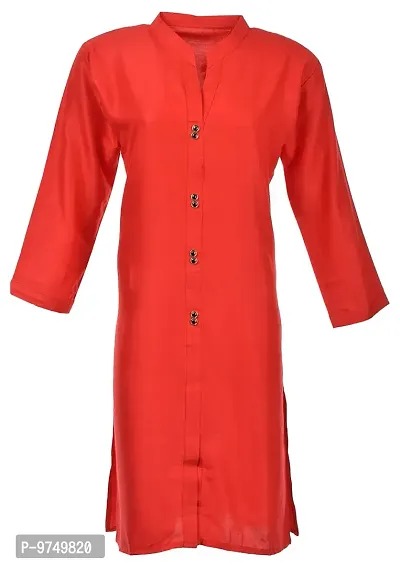 NEUVIN Women's Cotton Straight Kurta (Red, Large)-thumb0