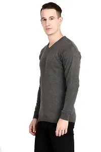 Neuvin Men's Woollen Plain Pullover Cardigan (Dark Grey, Free Size)-thumb1