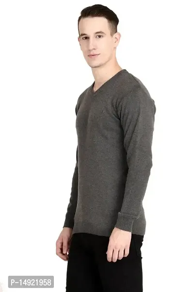 Neuvin Men's Woollen Plain Pullover Cardigan (Dark Grey, Free Size)-thumb2