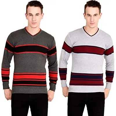 NeuVin Stylish Pullovers/Sweaters for Men (Pack of 2) Dark Gray and Light Gray