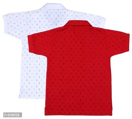 NeuVin Cotton Polo Tshirts for Boys (Pack of 2) Red, White-thumb2