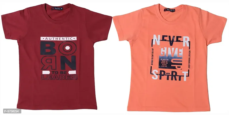 NeuVin Printed Cotton Tshirts for Boys (Pack of 2)