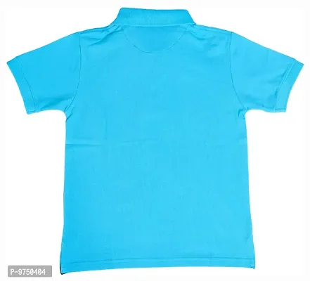 NeuVin Plain Regular Half Sleeve Cotton Polo T-Shirts for Boys(Blue,3-4Y)-thumb3