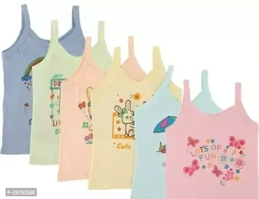 Fancy Multicoloured Cotton Camisole For Kids Pack Of 6-thumb0