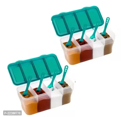 Pack Of 2, And 4In1 Container Organize Your Kitchen With The Ultimate Fridge Storage Solution: Pickle, Masala, And Spice Storage Box ( Sky Blue )