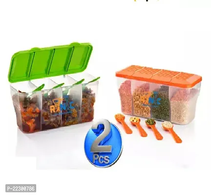 Pack Of 2, 4 In 1 Or 4 Section Kitchen Storage Container For Food Storage