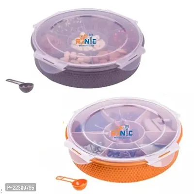 Masala Box And Spice Container For Kitchen - 700 Ml Plastic Tea Coffee And Sugar Container (Grey And Orange)