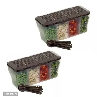 Pack Of 2, And 4In1 Container Organize Your Kitchen With The Ultimate Fridge Storage Solution: Pickle, Masala, And Spice Storage Box ( Brown )