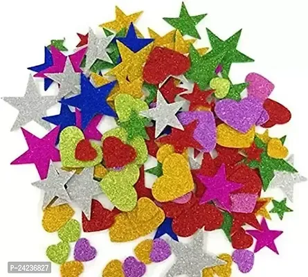 Useful Mixed Shaped Glitter Stickers School Crafts, 40 Piece-thumb0