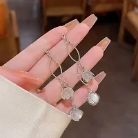 Silver Alloy Crystal Drop Earrings For Women-thumb2