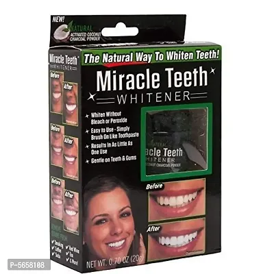 NATURAL MIRACLE TEETH WHITENER | Natural Whitening Coconut Charcoal Powder | Gentle on Teeth and Gums and Removes Stains Caused by Smoking, Coffee, Soda, Red Wine and More!