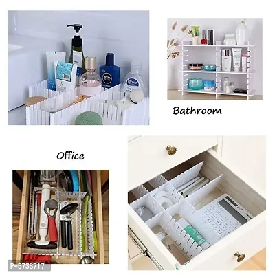 Drawer Clapboard Divider/Grid Closet Sorting Partition/Plastic Strips Separators Cabinet Storage Organizer for Clothes, Kitchen, Office,Multicolour Set of (8)-thumb2