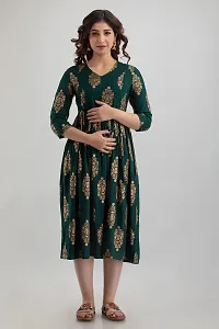 Kidaroo Rayon Printed Maternity Gown (Dress)-thumb1