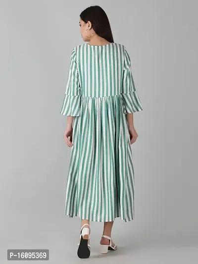 Kidaroo Cotton Checks and Strips Printed Maternity Gown (Dress)-thumb4
