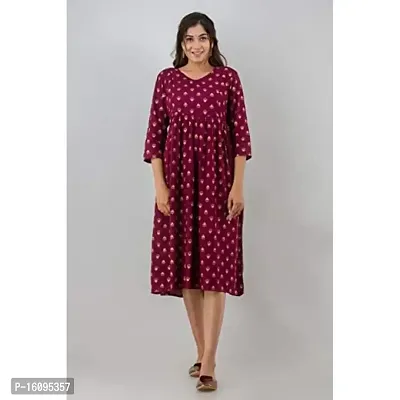 Kidaroo Rayon Printed Maternity Gown (Dress)-thumb3