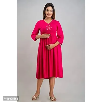 Kidaroo Rayon Embroidry Worked Maternity Gown (Dress)-thumb3